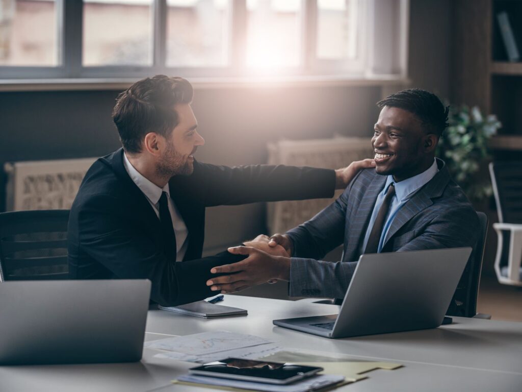 Business director in conversation with an adviser